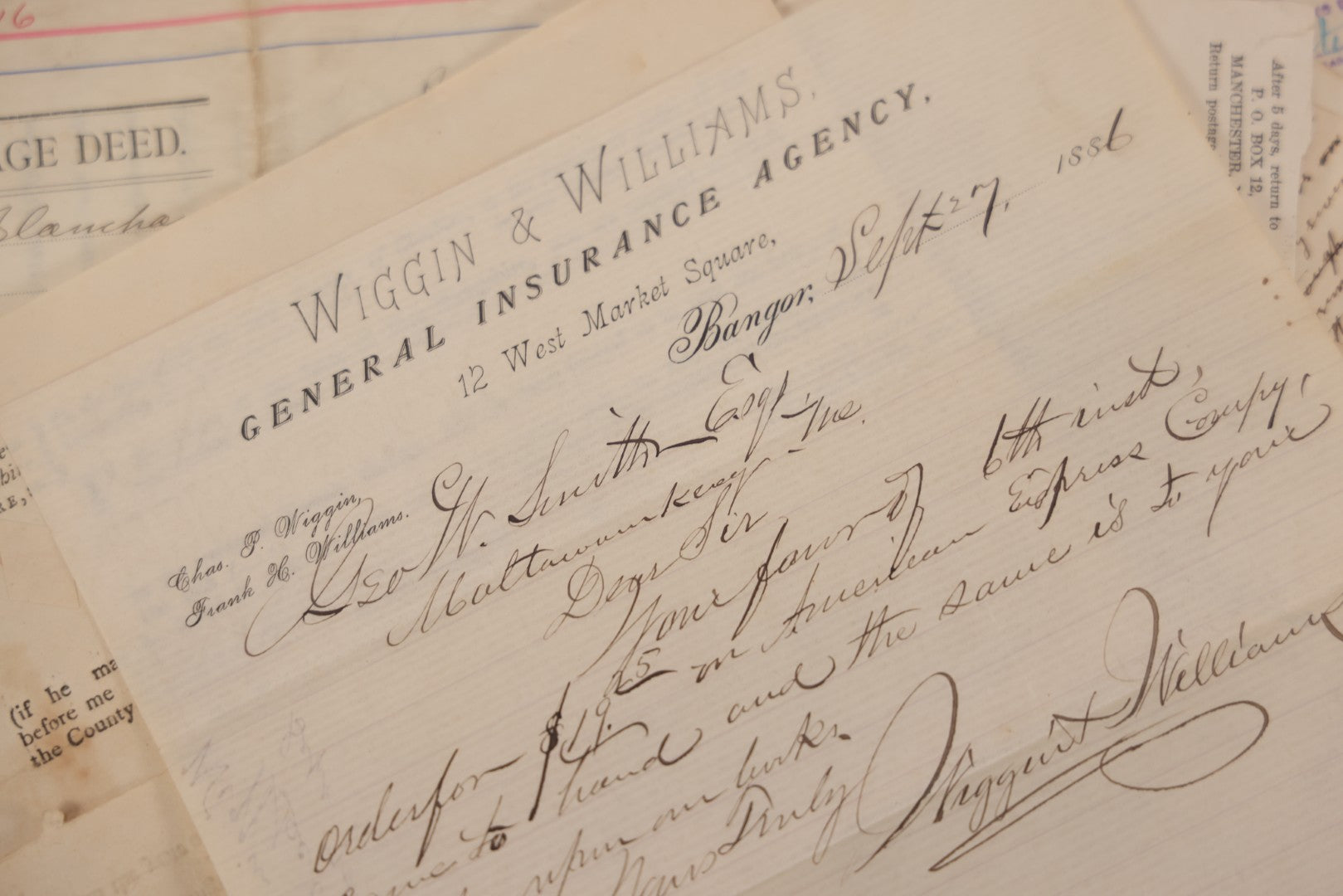 Lot 046 - Discovery Grouping Of 20+ Pieces Of Antique Handwritten & Printed Ephemera, Including New Hampshire Sheriff's Warrants, Wiggins & Williams General Insurance Document, Fairview Cemetery Association Receipt & Personal Mortgages