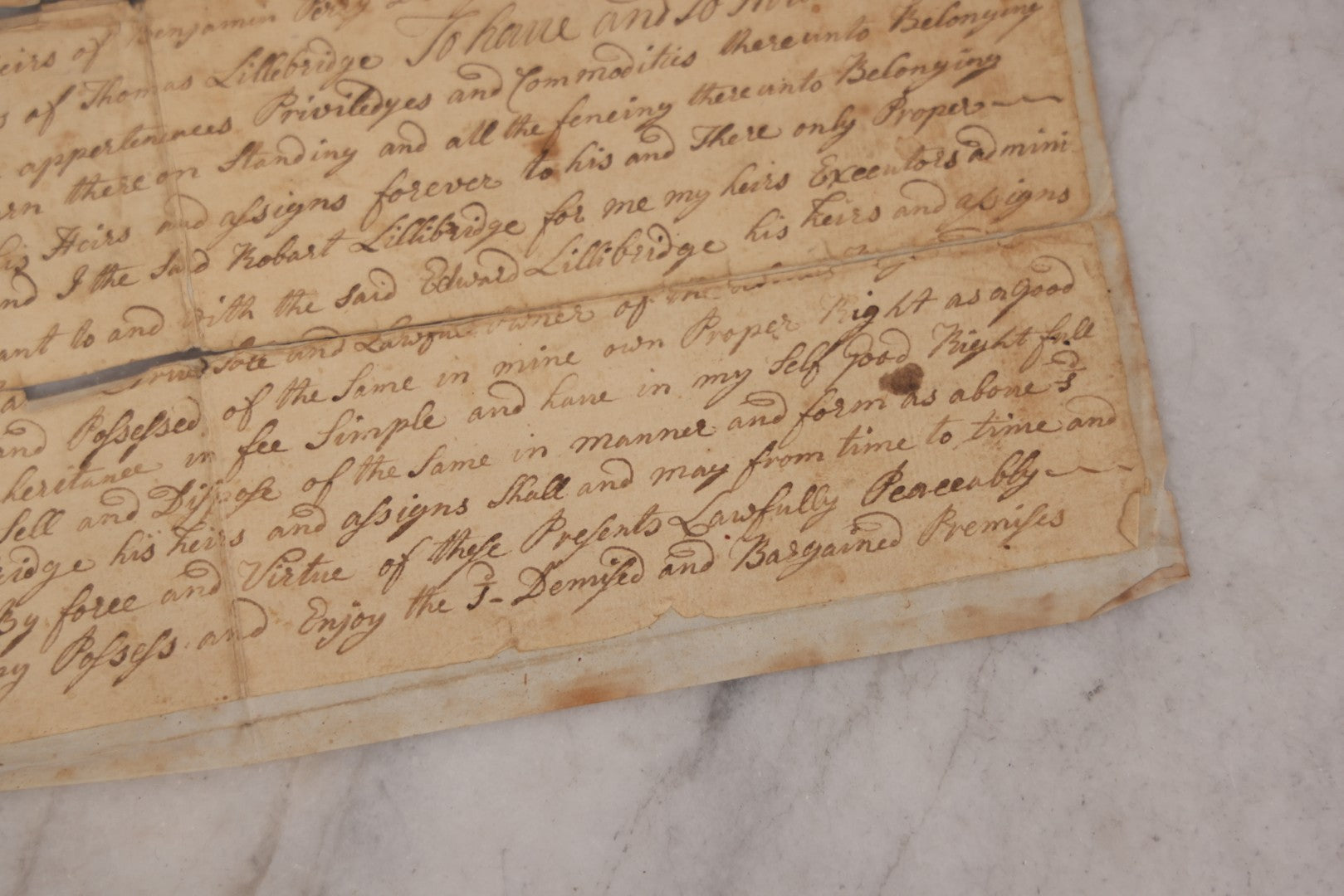 Lot 047 - Grouping Of Four Early Antique Handwritten Documents, Including Bills, Property Transfers & Land Descriptions, Circa 1800, Note Wear, Tears, Losses & Splits