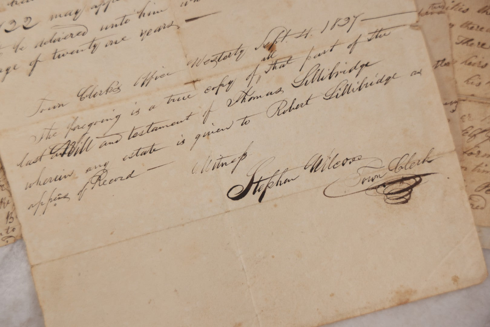 Lot 047 - Grouping Of Four Early Antique Handwritten Documents, Including Bills, Property Transfers & Land Descriptions, Circa 1800, Note Wear, Tears, Losses & Splits
