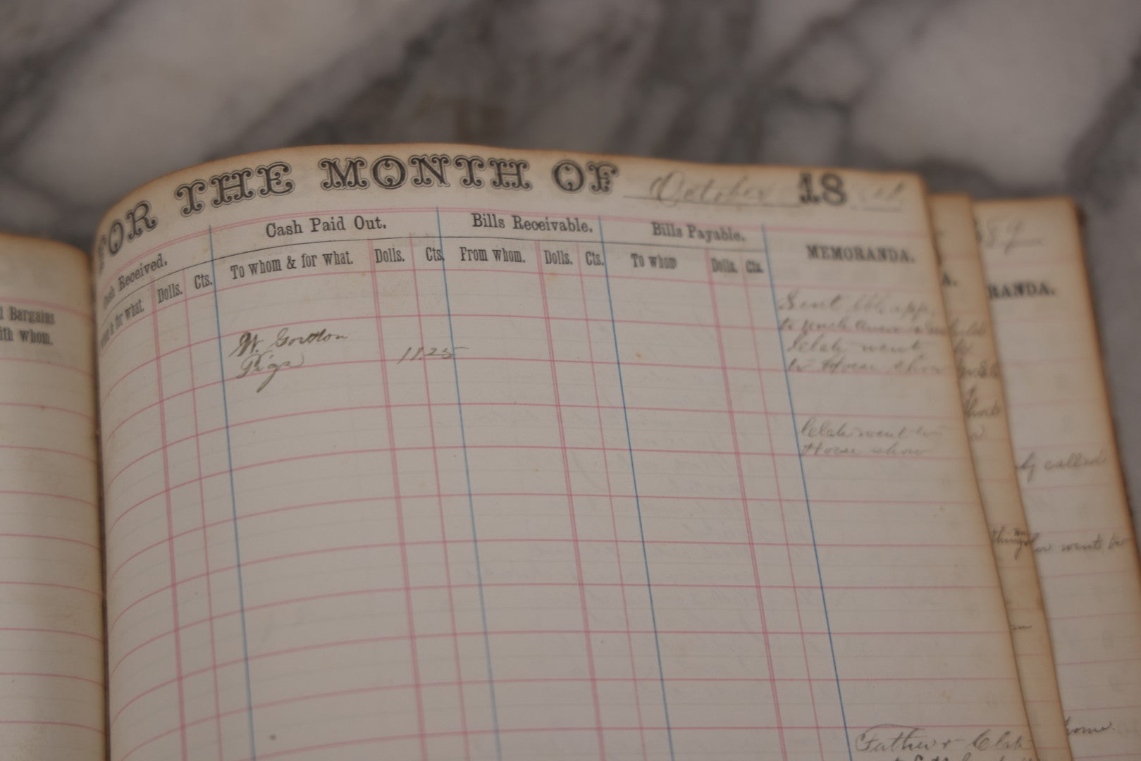 Lot 049 - Antique Ledger, "The People's Comprehensive Diary By Wm. Goodfellow, Ten-Year Book," Printed 1874 By Truair, Smith & Co., Syracuse, Ny, With Handwritten Entries 1875–1892 Logging Daily Occupations, Purchases, Bills, And Cash Paid
