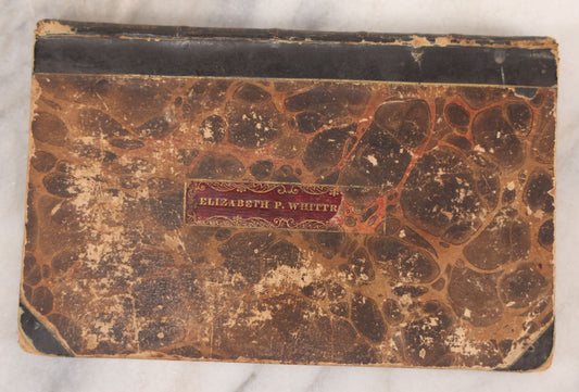 Lot 050 - Antique Victorian Autograph Album Of Elizabeth P. Whittridge, Containing Dozens Of Handwritten Greetings, Poems & Reminiscences, Dated 1832–1840s Beverly & Charlestown, Massachusetts, With Partial Gilded Leather Name Label