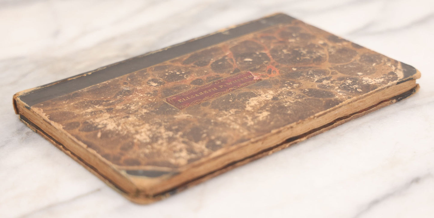 Lot 050 - Antique Victorian Autograph Album Of Elizabeth P. Whittridge, Containing Dozens Of Handwritten Greetings, Poems & Reminiscences, Dated 1832–1840s Beverly & Charlestown, Massachusetts, With Partial Gilded Leather Name Label