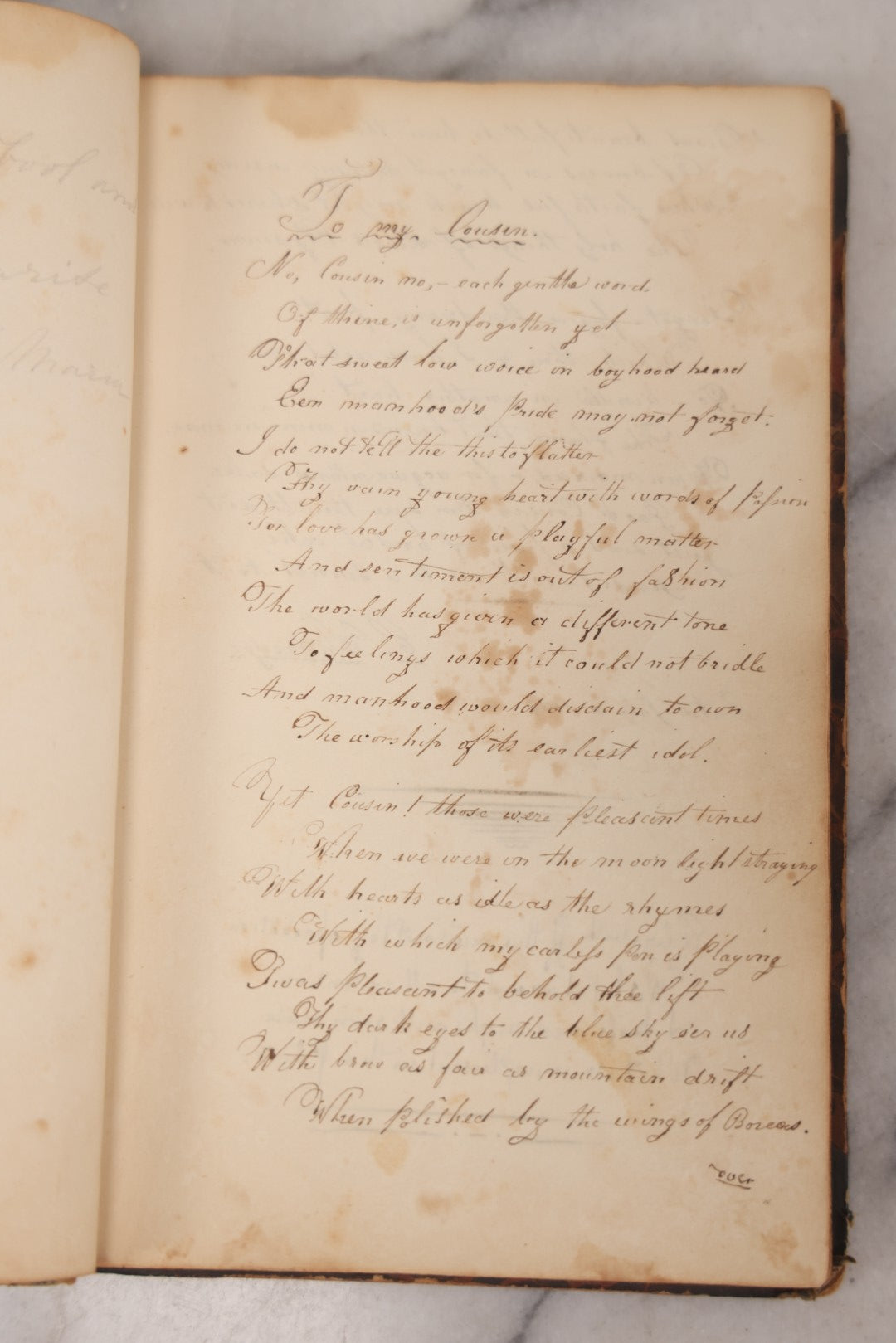 Lot 050 - Antique Victorian Autograph Album Of Elizabeth P. Whittridge, Containing Dozens Of Handwritten Greetings, Poems & Reminiscences, Dated 1832–1840s Beverly & Charlestown, Massachusetts, With Partial Gilded Leather Name Label