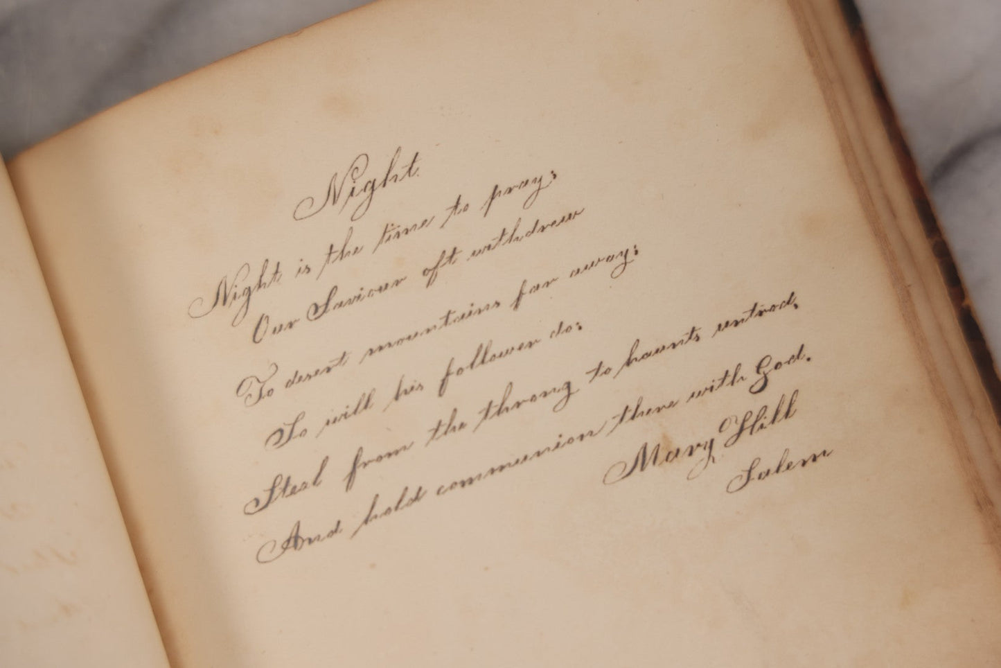 Lot 050 - Antique Victorian Autograph Album Of Elizabeth P. Whittridge, Containing Dozens Of Handwritten Greetings, Poems & Reminiscences, Dated 1832–1840s Beverly & Charlestown, Massachusetts, With Partial Gilded Leather Name Label