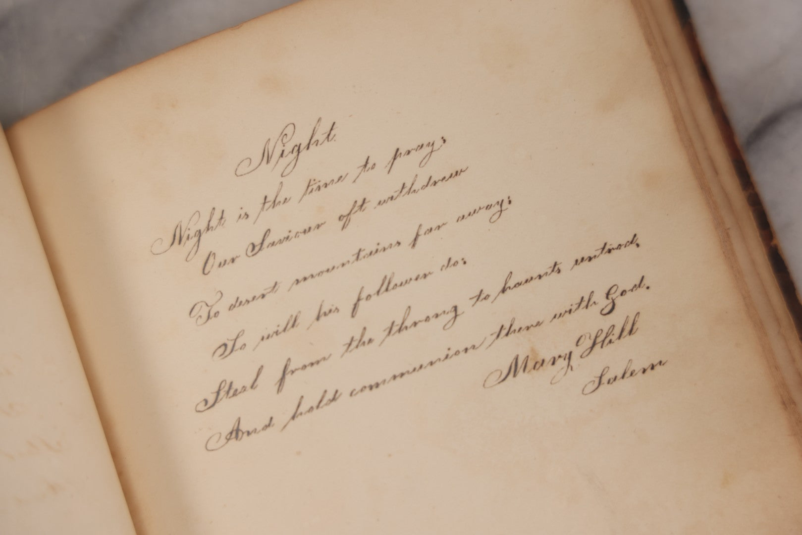 Lot 050 - Antique Victorian Autograph Album Of Elizabeth P. Whittridge, Containing Dozens Of Handwritten Greetings, Poems & Reminiscences, Dated 1832–1840s Beverly & Charlestown, Massachusetts, With Partial Gilded Leather Name Label
