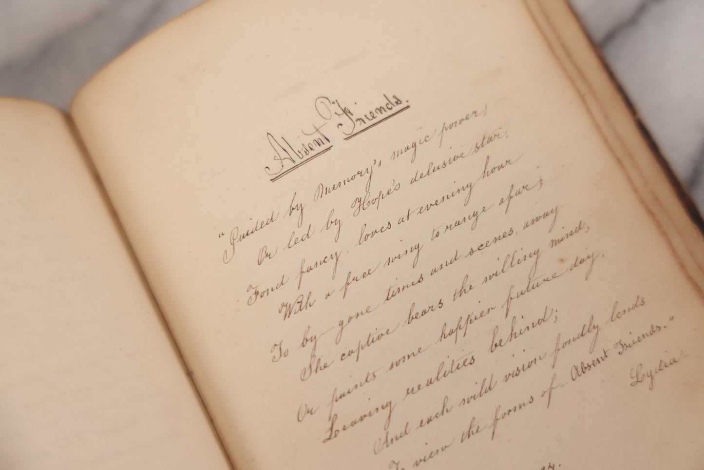 Lot 050 - Antique Victorian Autograph Album Of Elizabeth P. Whittridge, Containing Dozens Of Handwritten Greetings, Poems & Reminiscences, Dated 1832–1840s Beverly & Charlestown, Massachusetts, With Partial Gilded Leather Name Label