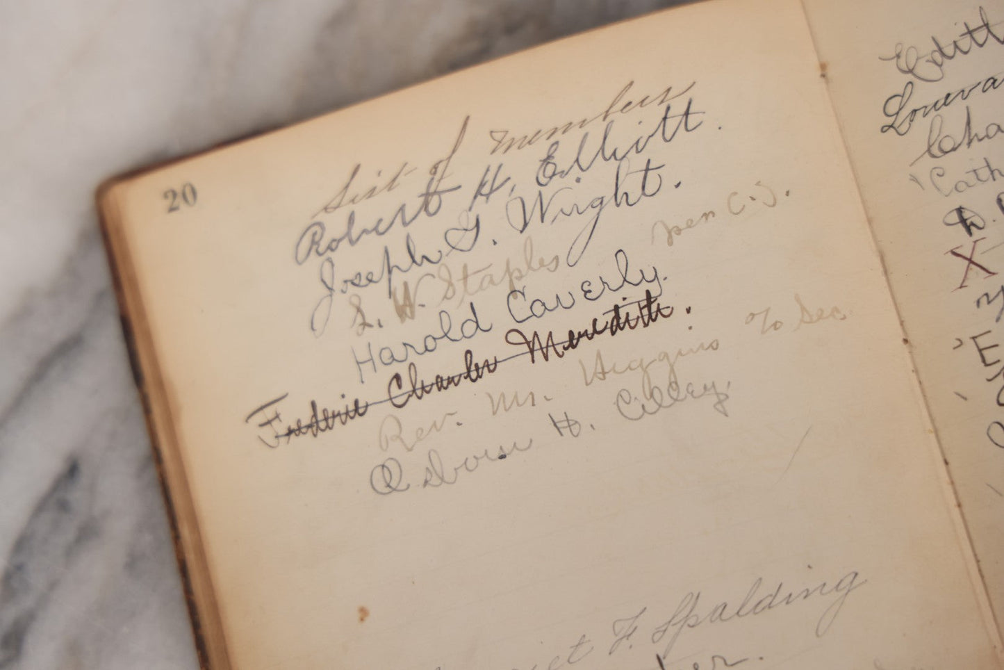 Lot 051 - Antique Handwritten Book, "Records Of The Frederic T. Greenhalge Debating Society," 1898–1899, Containing Constitution, Membership Signatures, Minutes, Debate Topics & Mock Trials, School Debate Club, Binding Loose, Spine Cover Missing