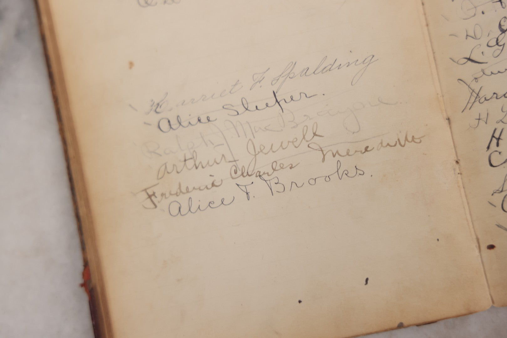 Lot 051 - Antique Handwritten Book, "Records Of The Frederic T. Greenhalge Debating Society," 1898–1899, Containing Constitution, Membership Signatures, Minutes, Debate Topics & Mock Trials, School Debate Club, Binding Loose, Spine Cover Missing