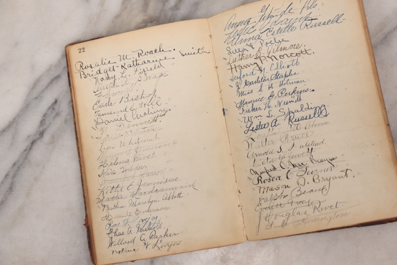 Lot 051 - Antique Handwritten Book, "Records Of The Frederic T. Greenhalge Debating Society," 1898–1899, Containing Constitution, Membership Signatures, Minutes, Debate Topics & Mock Trials, School Debate Club, Binding Loose, Spine Cover Missing