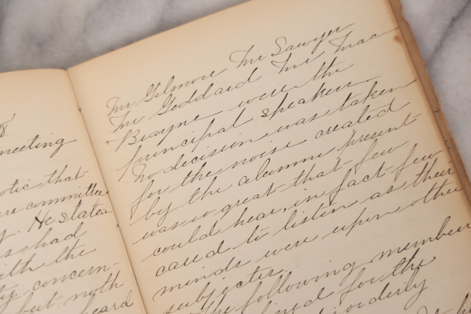 Lot 051 - Antique Handwritten Book, "Records Of The Frederic T. Greenhalge Debating Society," 1898–1899, Containing Constitution, Membership Signatures, Minutes, Debate Topics & Mock Trials, School Debate Club, Binding Loose, Spine Cover Missing