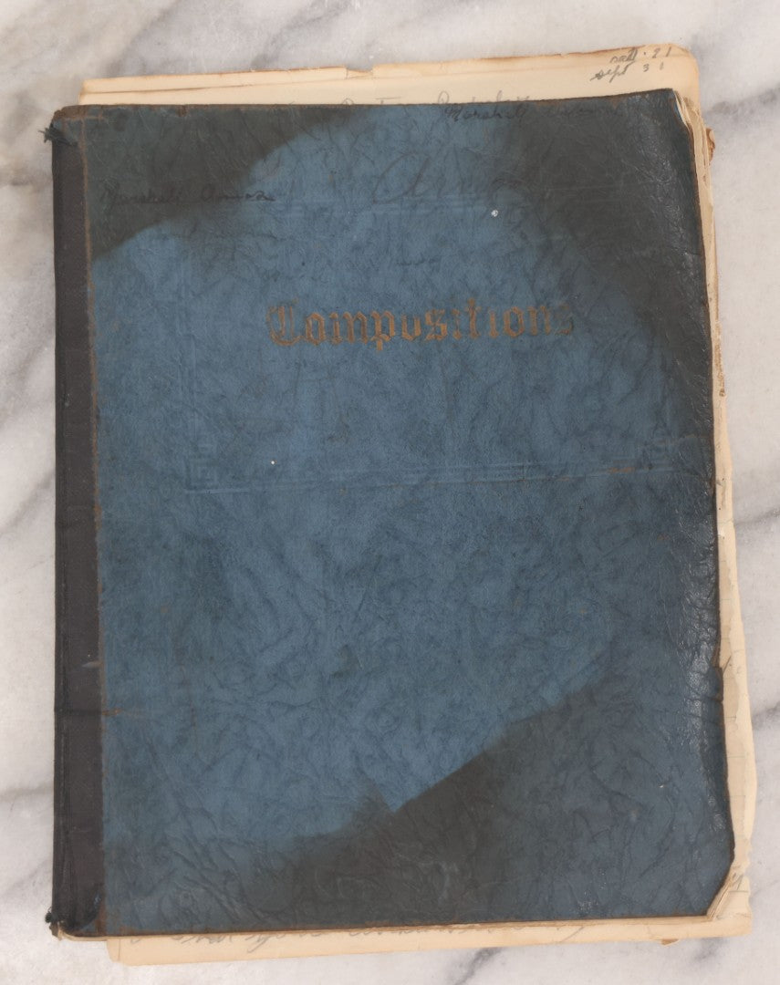 Lot 052 - Vintage Handwritten Composition Notebook Of Marshall Amos, Milltown, Maine, 1930s Containing Original Poems & Songs With Bizarre And Violent Themes, Plus Copied Writings From Shakespeare, Thomas Gray & Others