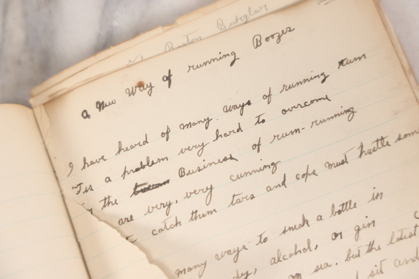 Lot 052 - Vintage Handwritten Composition Notebook Of Marshall Amos, Milltown, Maine, 1930s Containing Original Poems & Songs With Bizarre And Violent Themes, Plus Copied Writings From Shakespeare, Thomas Gray & Others