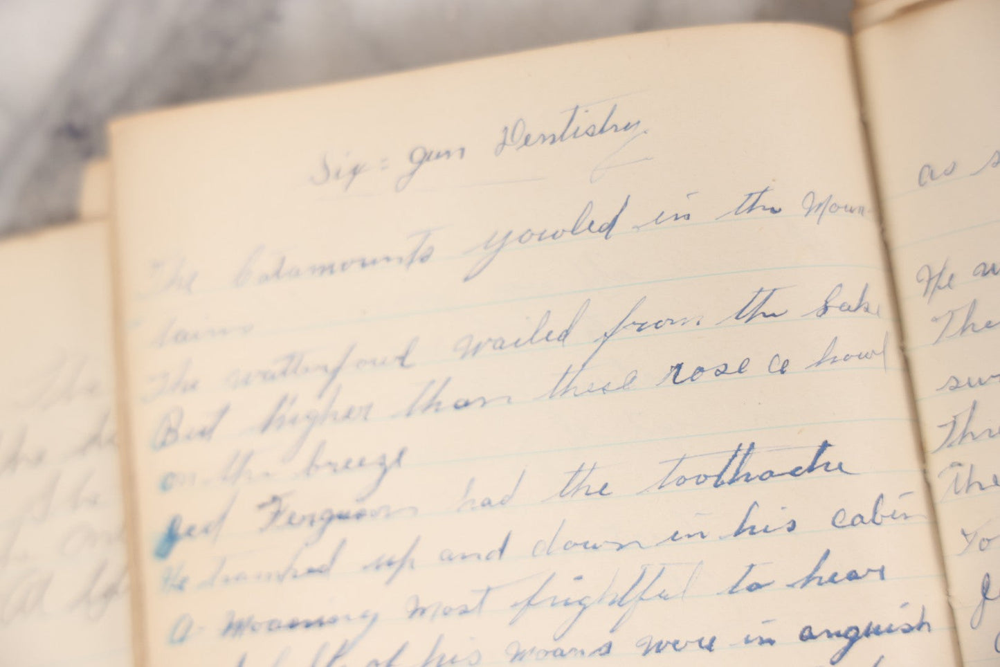 Lot 052 - Vintage Handwritten Composition Notebook Of Marshall Amos, Milltown, Maine, 1930s Containing Original Poems & Songs With Bizarre And Violent Themes, Plus Copied Writings From Shakespeare, Thomas Gray & Others