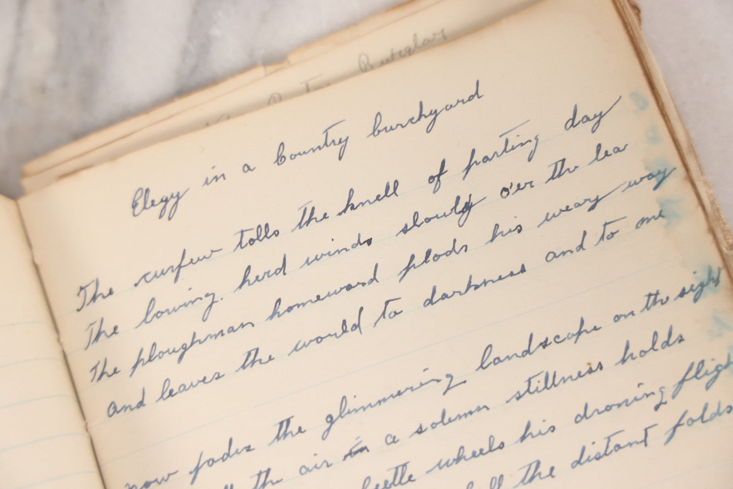 Lot 052 - Vintage Handwritten Composition Notebook Of Marshall Amos, Milltown, Maine, 1930s Containing Original Poems & Songs With Bizarre And Violent Themes, Plus Copied Writings From Shakespeare, Thomas Gray & Others