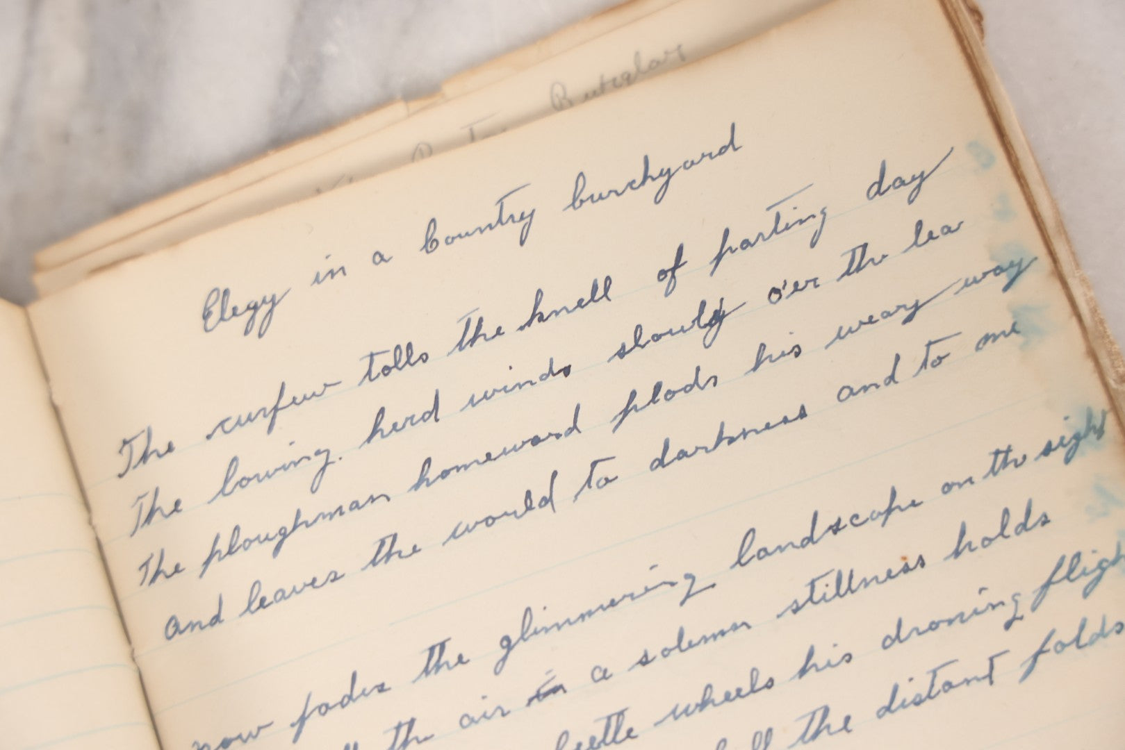 Lot 052 - Vintage Handwritten Composition Notebook Of Marshall Amos, Milltown, Maine, 1930s Containing Original Poems & Songs With Bizarre And Violent Themes, Plus Copied Writings From Shakespeare, Thomas Gray & Others