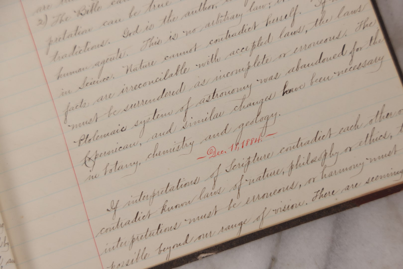 Lot 053 - Antique Student's Handwritten Notebook On Interpretations Of The Bible And Scripture, 1884, With Academic Writings On Religion, Spirituality & History, Including Allegorical, Grammatical-Historical, Dogmatic, Rationalistic & Mythical Lenses