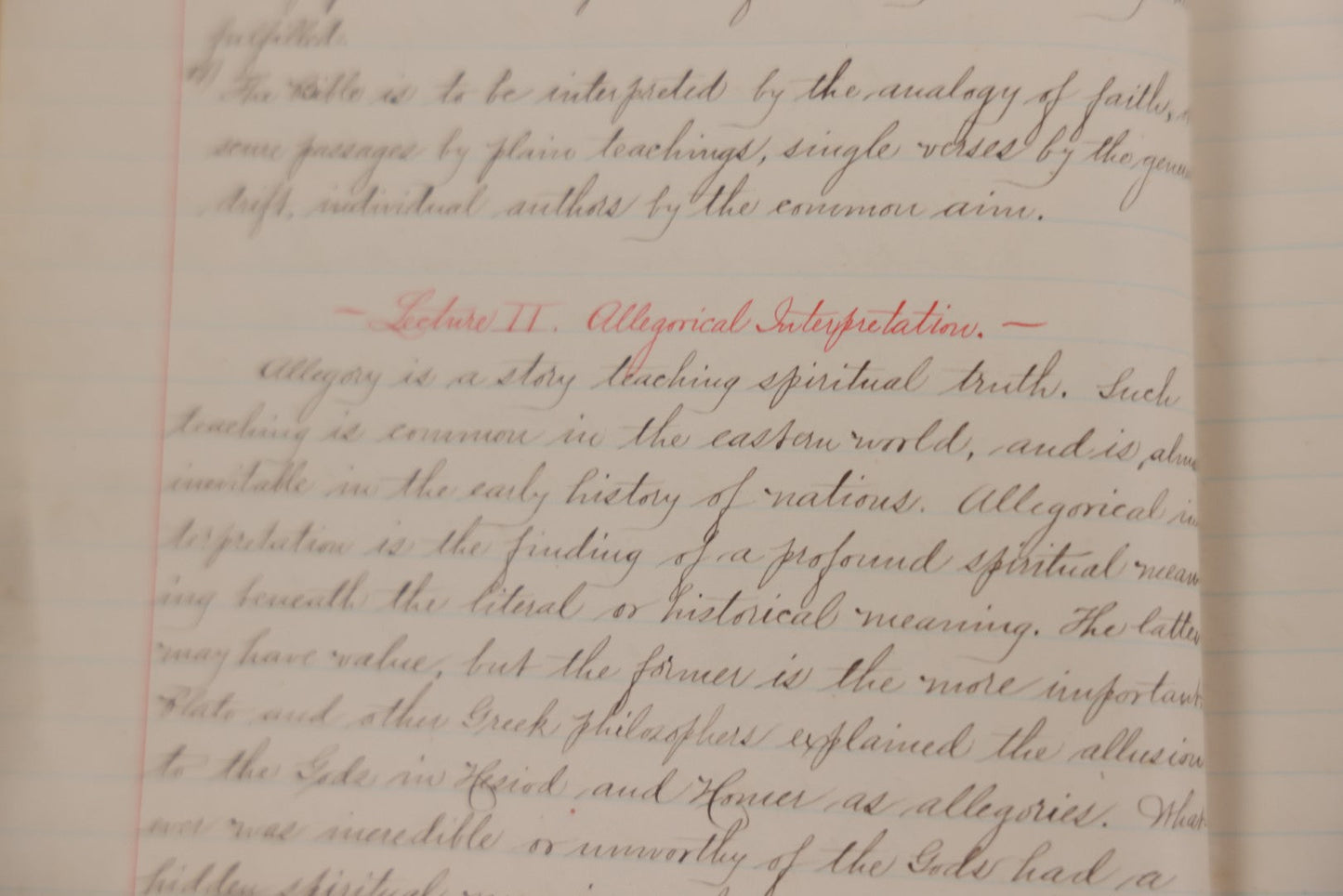 Lot 053 - Antique Student's Handwritten Notebook On Interpretations Of The Bible And Scripture, 1884, With Academic Writings On Religion, Spirituality & History, Including Allegorical, Grammatical-Historical, Dogmatic, Rationalistic & Mythical Lenses