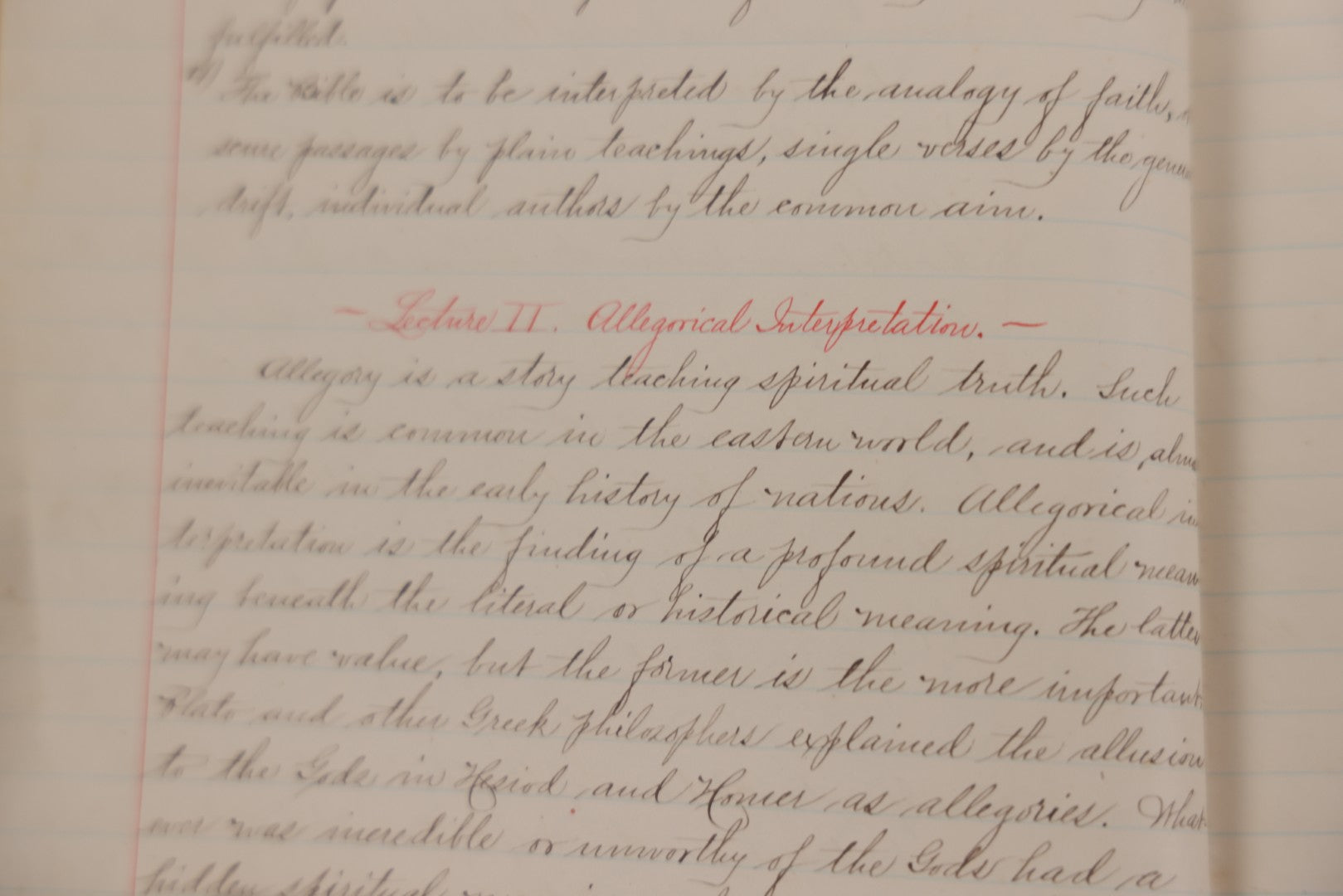 Lot 053 - Antique Student's Handwritten Notebook On Interpretations Of The Bible And Scripture, 1884, With Academic Writings On Religion, Spirituality & History, Including Allegorical, Grammatical-Historical, Dogmatic, Rationalistic & Mythical Lenses