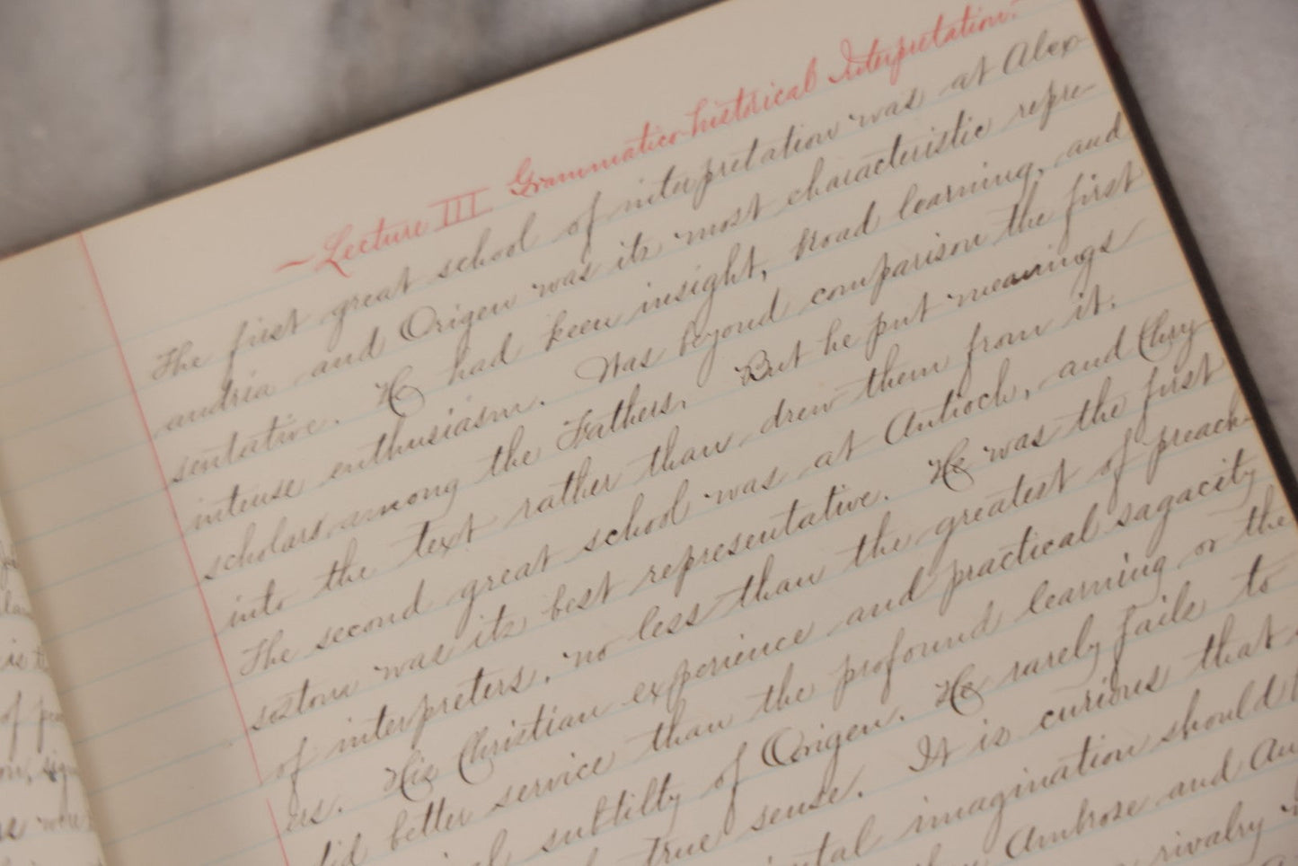 Lot 053 - Antique Student's Handwritten Notebook On Interpretations Of The Bible And Scripture, 1884, With Academic Writings On Religion, Spirituality & History, Including Allegorical, Grammatical-Historical, Dogmatic, Rationalistic & Mythical Lenses