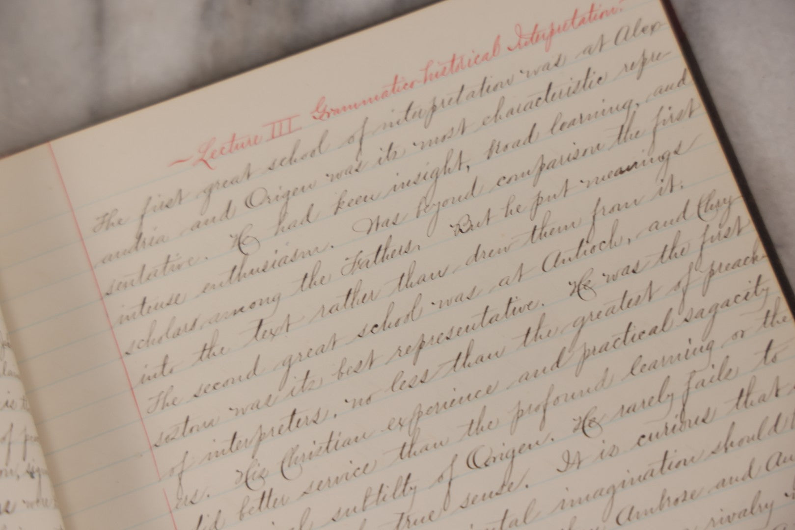 Lot 053 - Antique Student's Handwritten Notebook On Interpretations Of The Bible And Scripture, 1884, With Academic Writings On Religion, Spirituality & History, Including Allegorical, Grammatical-Historical, Dogmatic, Rationalistic & Mythical Lenses