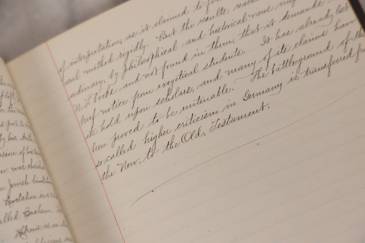 Lot 053 - Antique Student's Handwritten Notebook On Interpretations Of The Bible And Scripture, 1884, With Academic Writings On Religion, Spirituality & History, Including Allegorical, Grammatical-Historical, Dogmatic, Rationalistic & Mythical Lenses