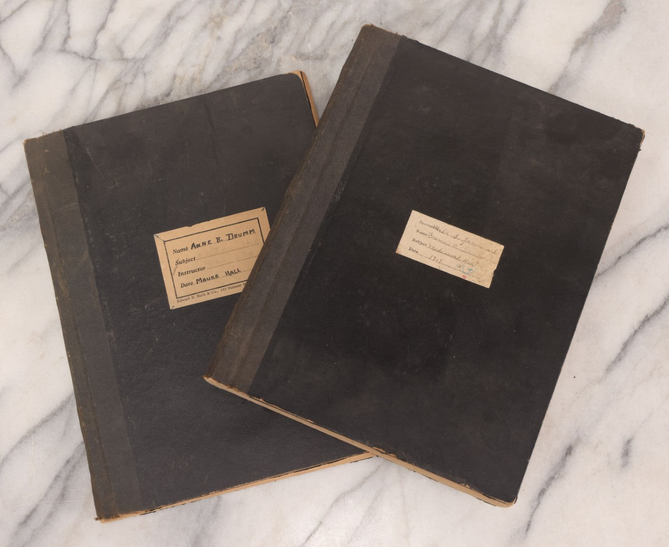 Lot 054 - Pair Of Antique Student's Handwritten Notebooks On Medieval History And American Literature, Circa 1915–1925, Including One Dated 1919 Belonging To Anne R. Drumm And Another To Francis [Illegible Surname]