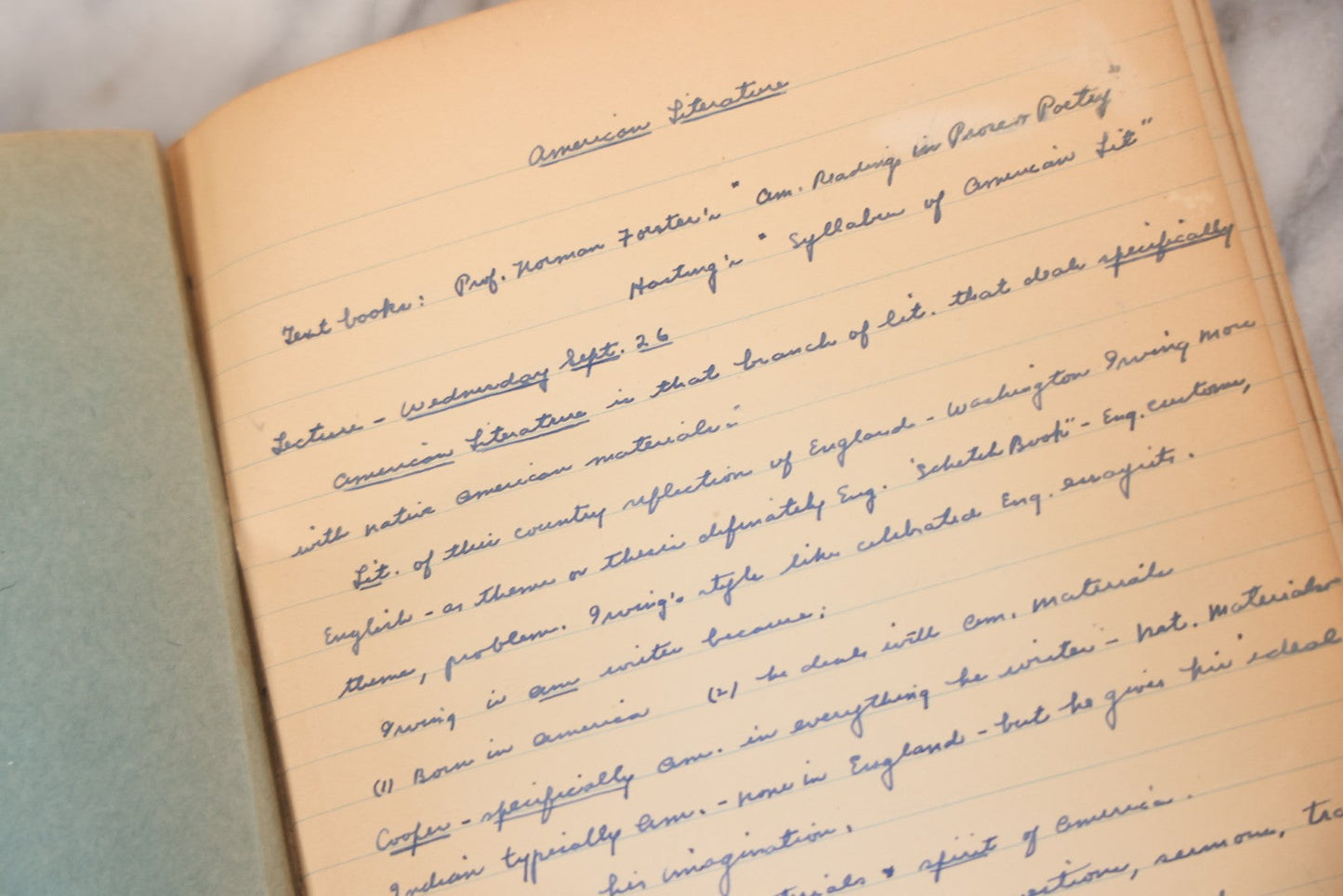 Lot 054 - Pair Of Antique Student's Handwritten Notebooks On Medieval History And American Literature, Circa 1915–1925, Including One Dated 1919 Belonging To Anne R. Drumm And Another To Francis [Illegible Surname]