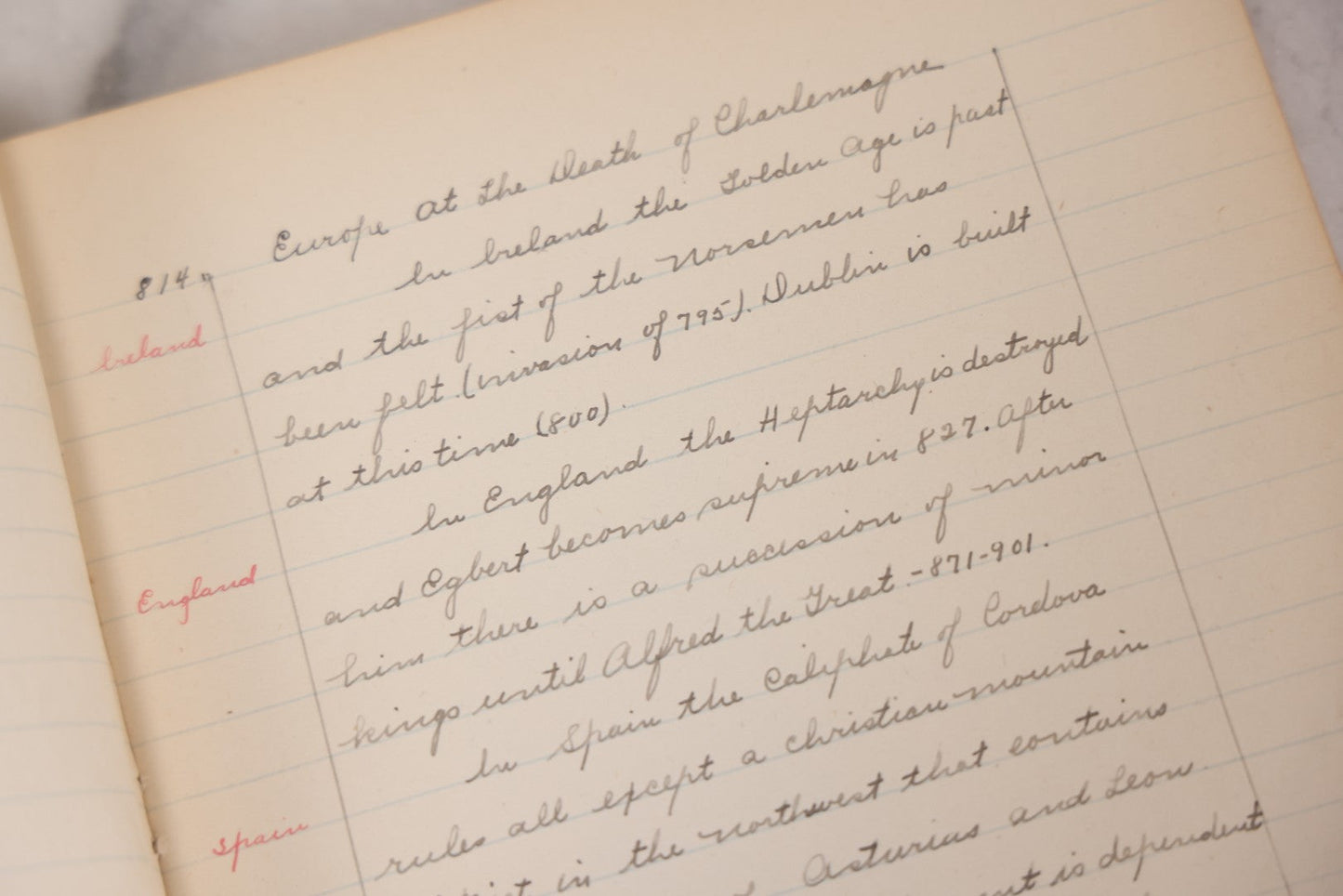 Lot 054 - Pair Of Antique Student's Handwritten Notebooks On Medieval History And American Literature, Circa 1915–1925, Including One Dated 1919 Belonging To Anne R. Drumm And Another To Francis [Illegible Surname]