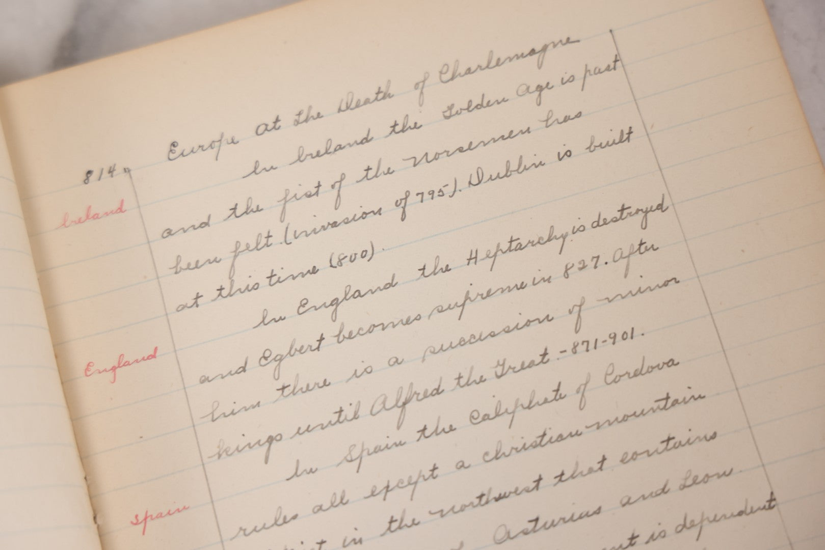 Lot 054 - Pair Of Antique Student's Handwritten Notebooks On Medieval History And American Literature, Circa 1915–1925, Including One Dated 1919 Belonging To Anne R. Drumm And Another To Francis [Illegible Surname]
