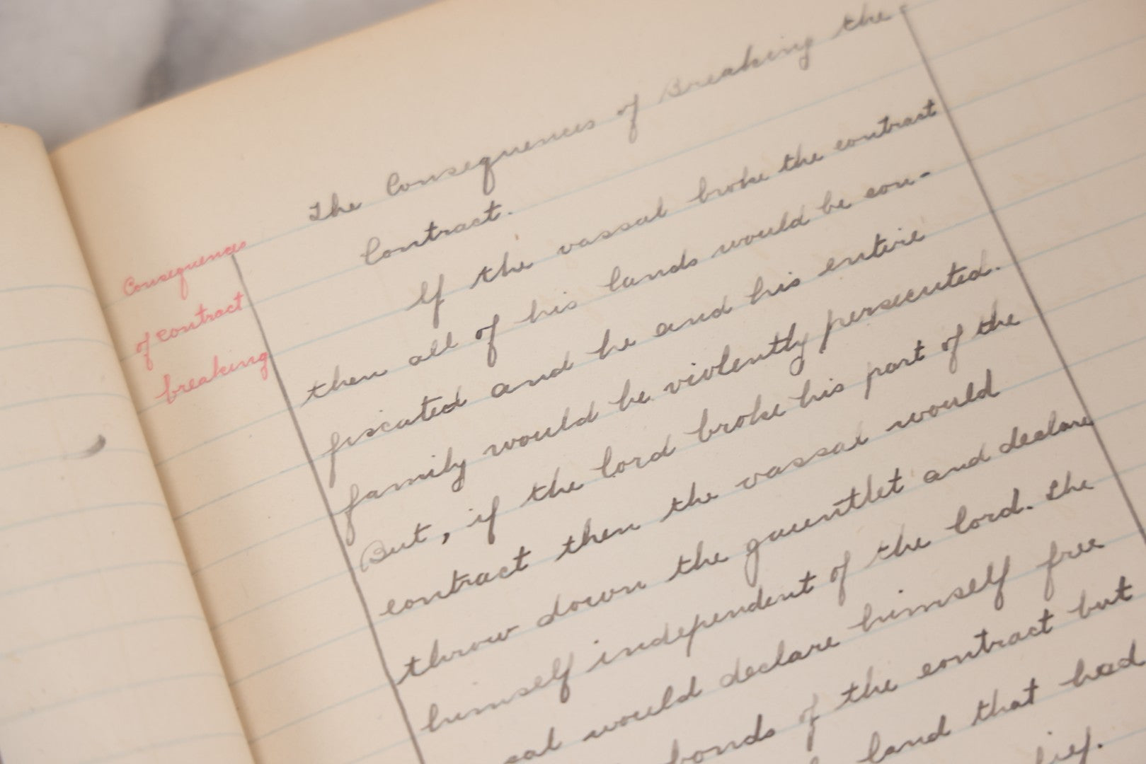 Lot 054 - Pair Of Antique Student's Handwritten Notebooks On Medieval History And American Literature, Circa 1915–1925, Including One Dated 1919 Belonging To Anne R. Drumm And Another To Francis [Illegible Surname]