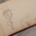 Lot 055 - Antique Victorian Red Velvet Autograph Album Of Lizzie, Hogarth Academy, Connecticut, 1880s With Student & Teacher Signatures, Hand-Drawn Comic Pencil Sketch, Die-Cut Lithographs & Painted Floral Page