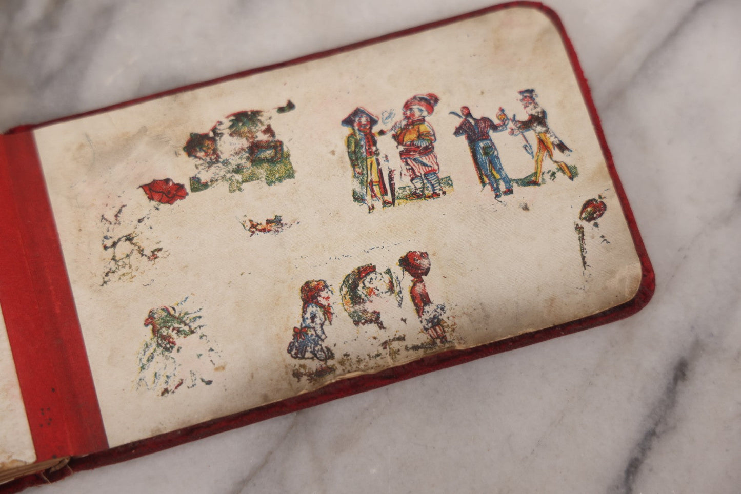 Lot 055 - Antique Victorian Red Velvet Autograph Album Of Lizzie, Hogarth Academy, Connecticut, 1880s With Student & Teacher Signatures, Hand-Drawn Comic Pencil Sketch, Die-Cut Lithographs & Painted Floral Page