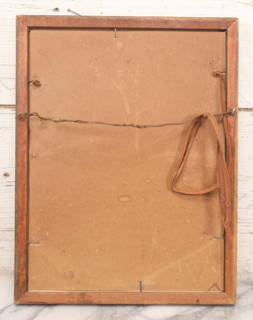 Lot 061 - Antique Chromolithograph Print Of Jesus With Stigmata And Sacred Heart, Original Wood Frame Painted Black And Bronze, Print Marked "G.H. 408", 10-1/4" x 13-1/4"