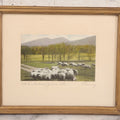 Lot 063 - Antique Framed Hand-Colored Photo Of Sheep Before Mountain Landscape, "Mt. Doublehead, Jackson, New Hampshire," Signed Phinney, 8-7/8" x 7-1/4"