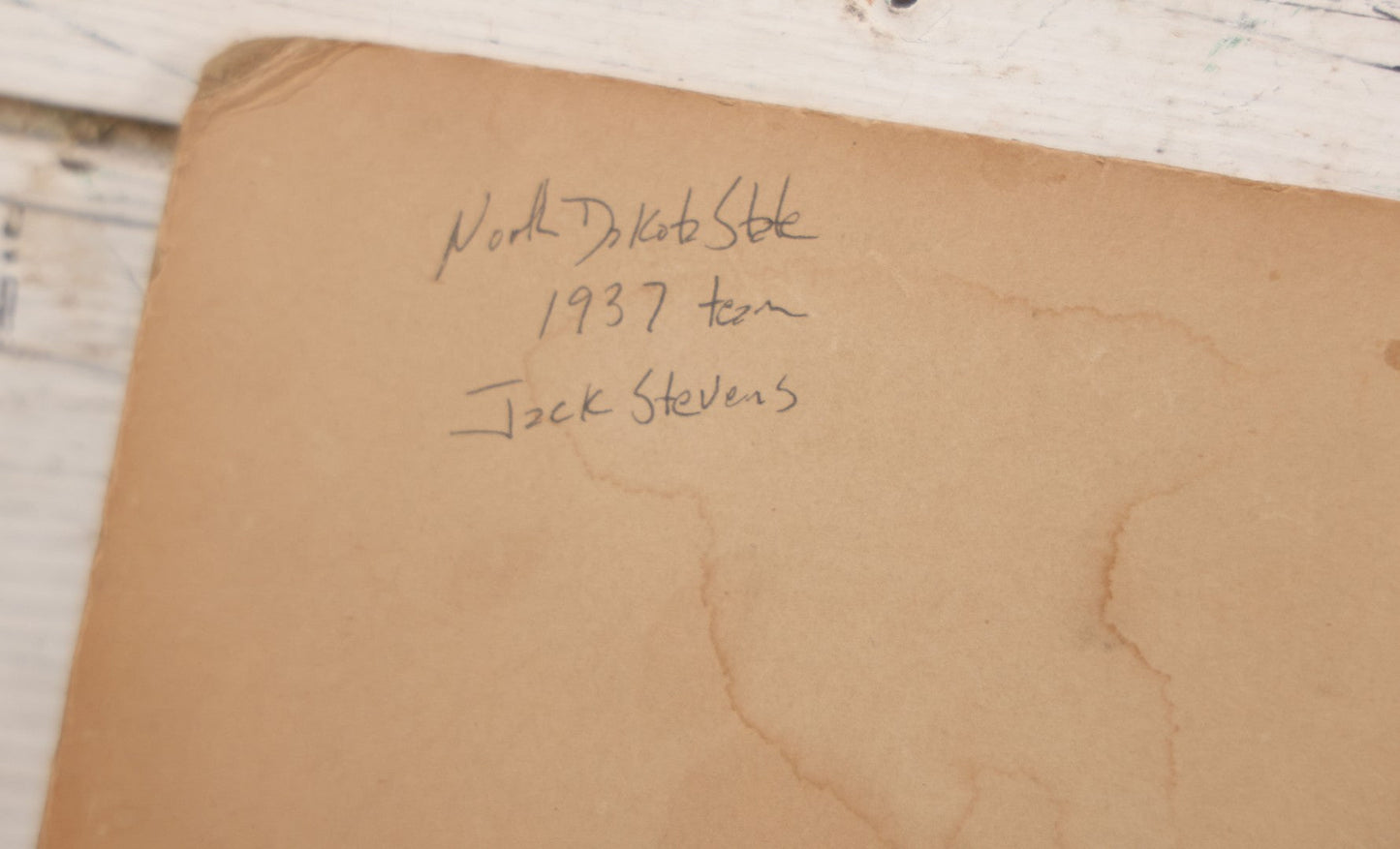 Lot 065 - Vintage Paper Framed Glossy Black And White Photo Of North Dakota State College Football Team, 1937, Featuring Jack Stevens