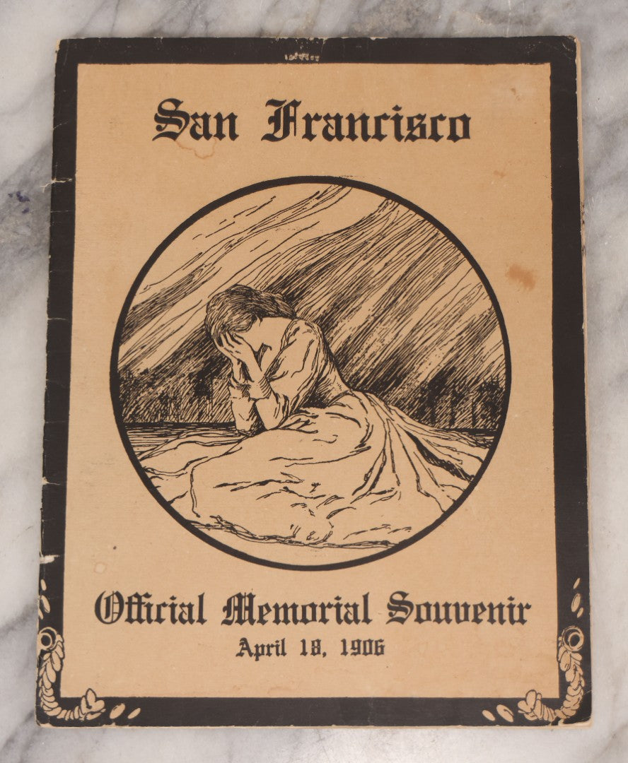 Lot 070 - Antique "San Francisco Official Memorial Souvenir 1906" Booklet With Photographs And Commemoration Of Disaster, Including Fold-Out Panorama Poster Of The City Before And After The Earthquake And Fire, Published By The Radial Co.