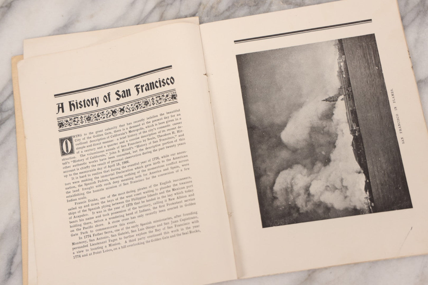 Lot 070 - Antique "San Francisco Official Memorial Souvenir 1906" Booklet With Photographs And Commemoration Of Disaster, Including Fold-Out Panorama Poster Of The City Before And After The Earthquake And Fire, Published By The Radial Co.