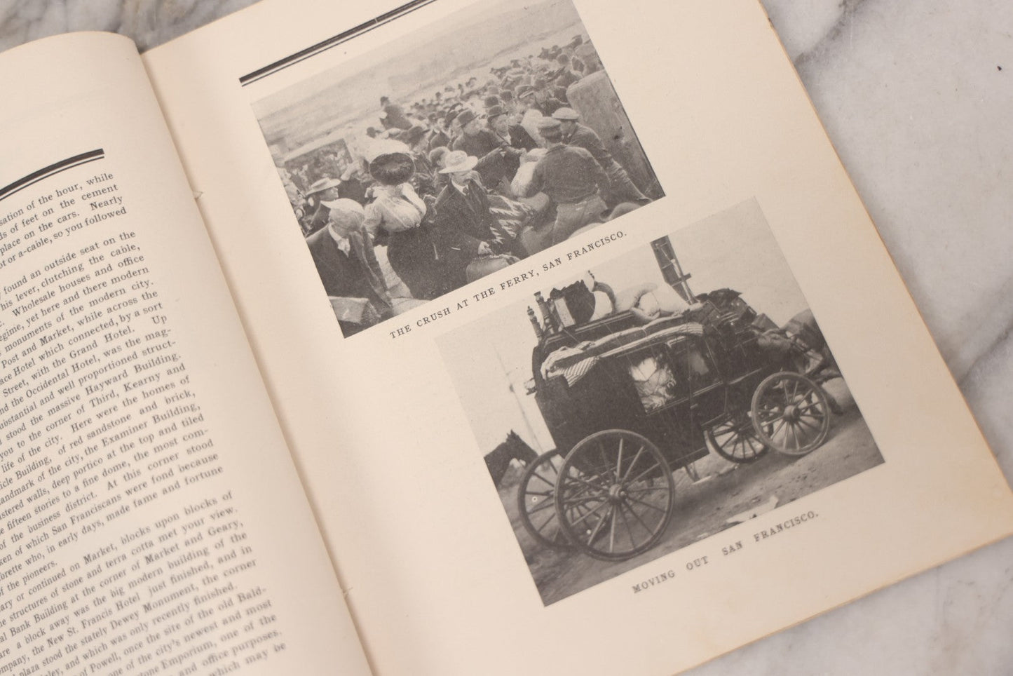 Lot 070 - Antique "San Francisco Official Memorial Souvenir 1906" Booklet With Photographs And Commemoration Of Disaster, Including Fold-Out Panorama Poster Of The City Before And After The Earthquake And Fire, Published By The Radial Co.