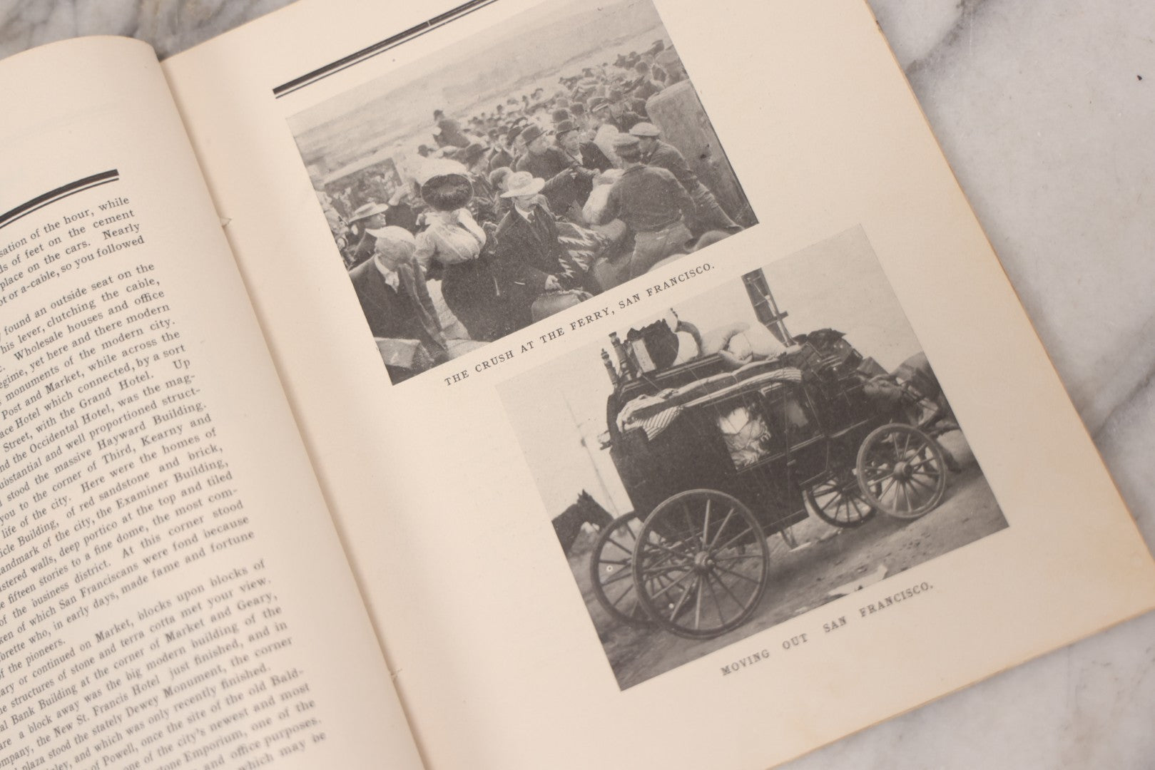 Lot 070 - Antique "San Francisco Official Memorial Souvenir 1906" Booklet With Photographs And Commemoration Of Disaster, Including Fold-Out Panorama Poster Of The City Before And After The Earthquake And Fire, Published By The Radial Co.
