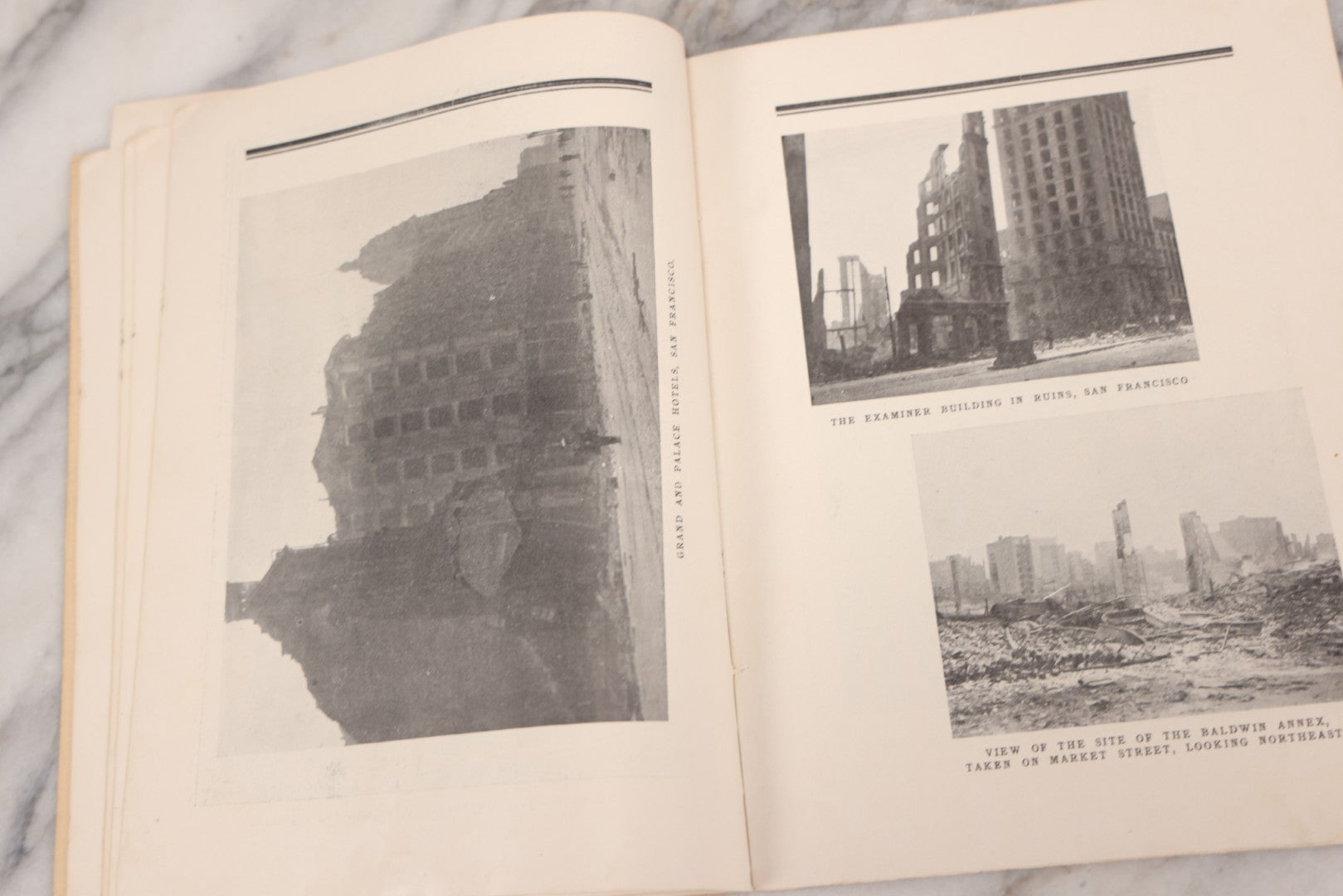 Lot 070 - Antique "San Francisco Official Memorial Souvenir 1906" Booklet With Photographs And Commemoration Of Disaster, Including Fold-Out Panorama Poster Of The City Before And After The Earthquake And Fire, Published By The Radial Co.
