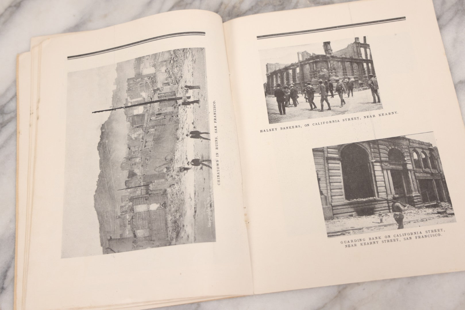 Lot 070 - Antique "San Francisco Official Memorial Souvenir 1906" Booklet With Photographs And Commemoration Of Disaster, Including Fold-Out Panorama Poster Of The City Before And After The Earthquake And Fire, Published By The Radial Co.