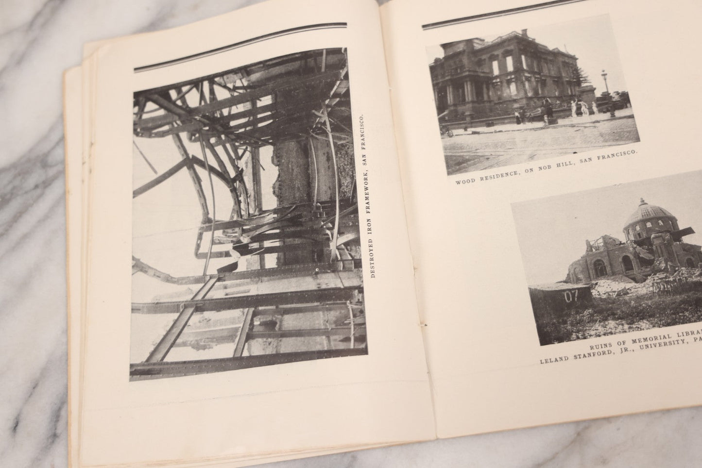 Lot 070 - Antique "San Francisco Official Memorial Souvenir 1906" Booklet With Photographs And Commemoration Of Disaster, Including Fold-Out Panorama Poster Of The City Before And After The Earthquake And Fire, Published By The Radial Co.