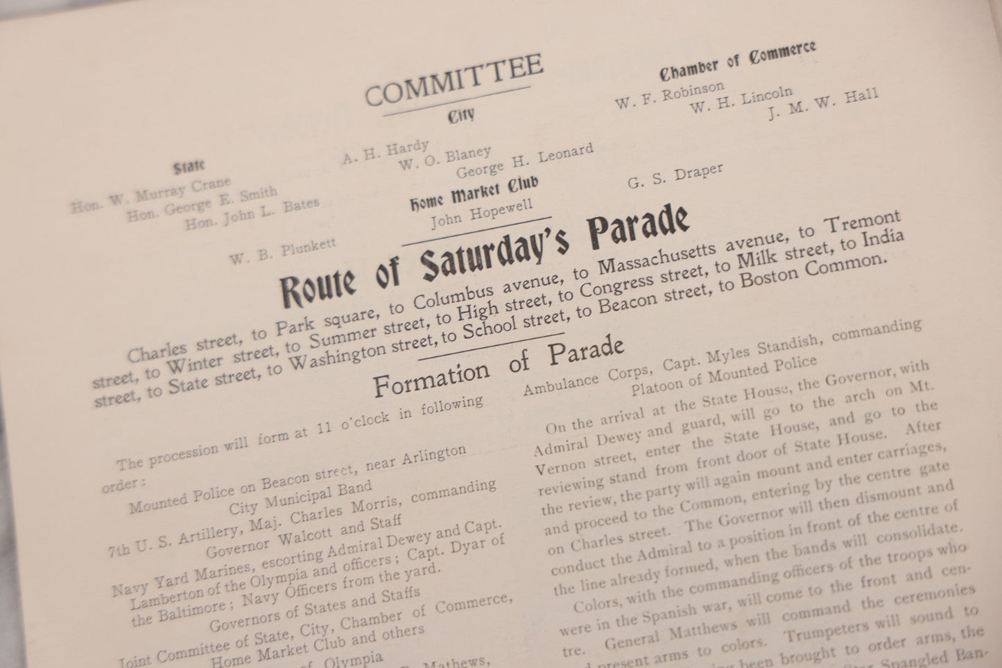 Lot 071 - "Reception To Admiral Dewey," Antique Ephemera Booklet, Boston, Massachusetts, October 13–14, 1899, Official Program And Souvenir From The Reception Committee