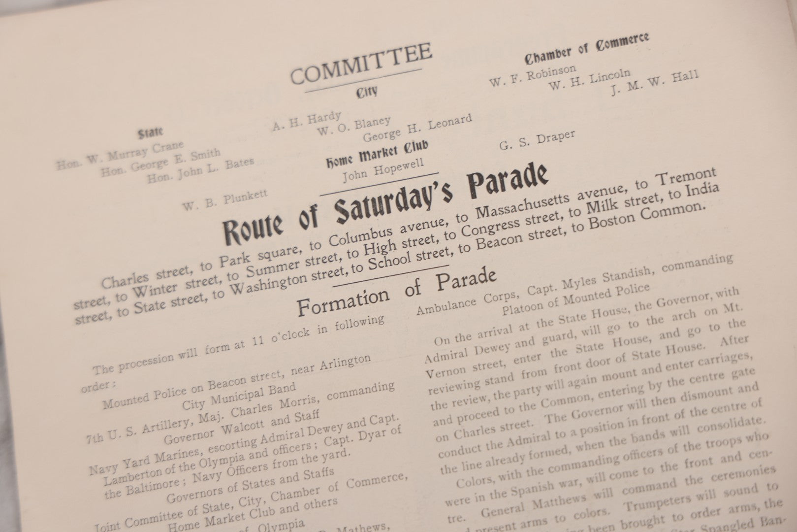 Lot 071 - "Reception To Admiral Dewey," Antique Ephemera Booklet, Boston, Massachusetts, October 13–14, 1899, Official Program And Souvenir From The Reception Committee