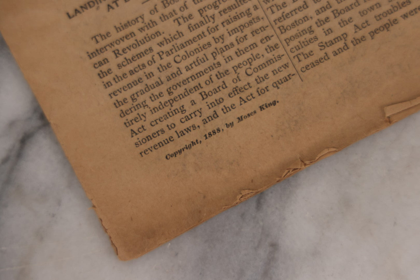 Lot 072 - "Boston In The Revolution: A Souvenir For Patriotic Americans," Antique Souvenir Newspaper Published By Rand Avery Company, Boston, Copyright 1888 By Moses King