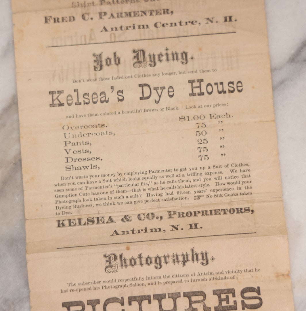 Lot 074 - Antique Theatrical Broadside, "Uncle Tom's Cabin," Two-Night Performance By Waverley Dramatic Club, Waverly Hall, South Antrim, New Hampshire, March 5–6, 1874