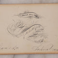 Lot 076 - Antique Hand-Drawn Calligraphy Art, New Year's Greeting With Bird Flying Over Ship Scene, Signed J.A. Littlefield, Salem, Massachusetts, January 1, 1879