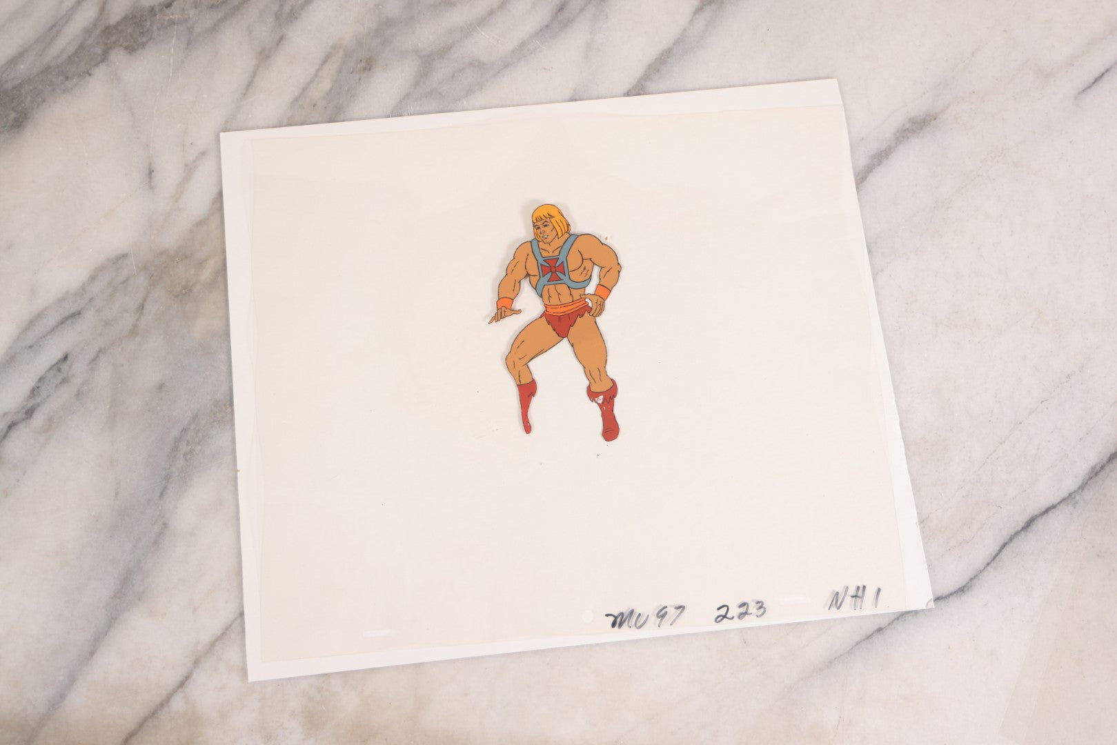 Lot 079 - Grouping Of Five Original Reverse-Painted Production Character Animation Cels On Celluloid From 1983 Cartoon "He-Man And The Masters Of The Universe," He-Man (2), Orko (2), And Teela (1)