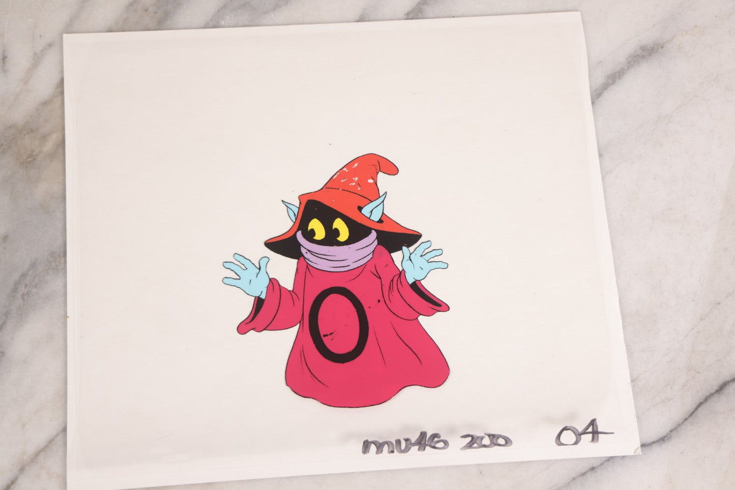 Lot 079 - Grouping Of Five Original Reverse-Painted Production Character Animation Cels On Celluloid From 1983 Cartoon "He-Man And The Masters Of The Universe," He-Man (2), Orko (2), And Teela (1)