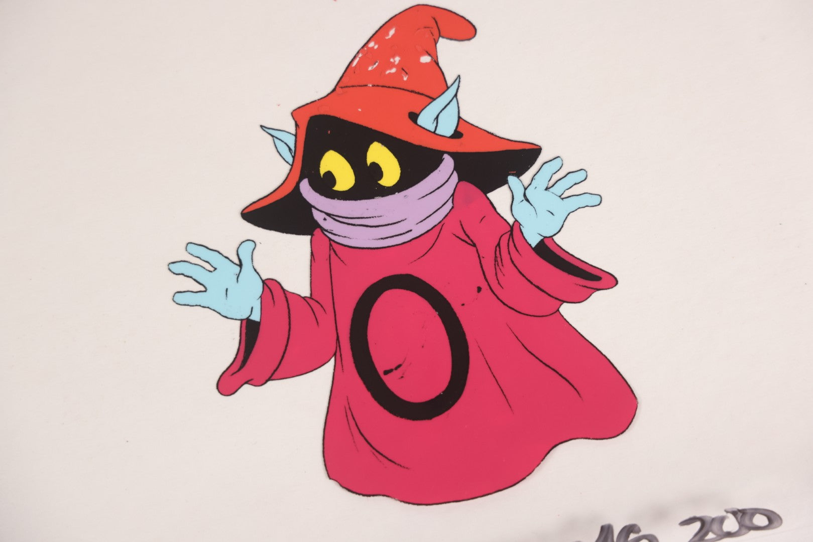 Lot 079 - Grouping Of Five Original Reverse-Painted Production Character Animation Cels On Celluloid From 1983 Cartoon "He-Man And The Masters Of The Universe," He-Man (2), Orko (2), And Teela (1)